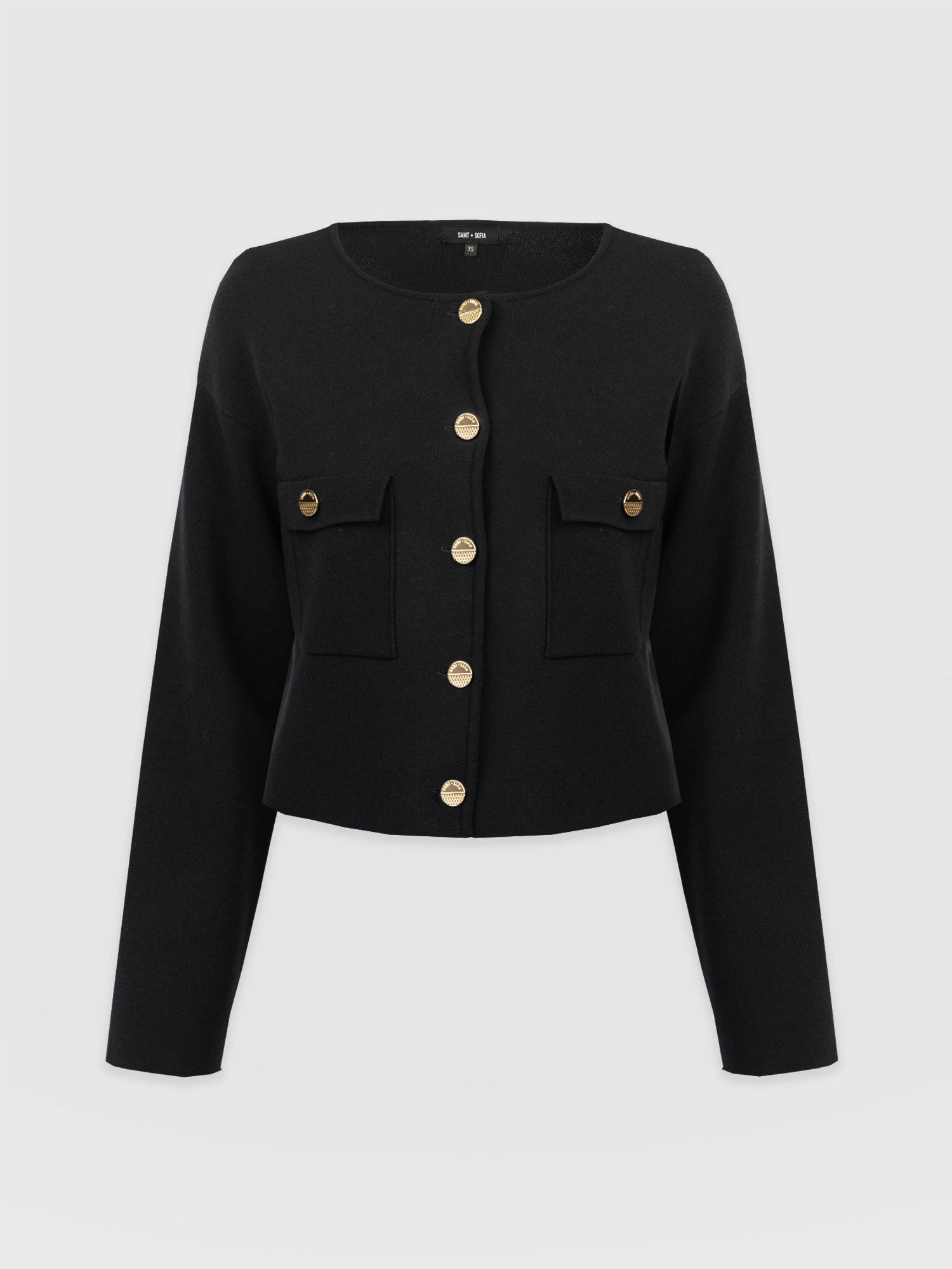 Maeva Knit Jacket - Black - Women's Jackets | Saint and Sofia® USA