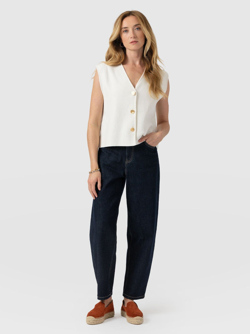 Maeva Knit Waistcoat - Cream - Women's Sweaters | Saint + Sofia® USA