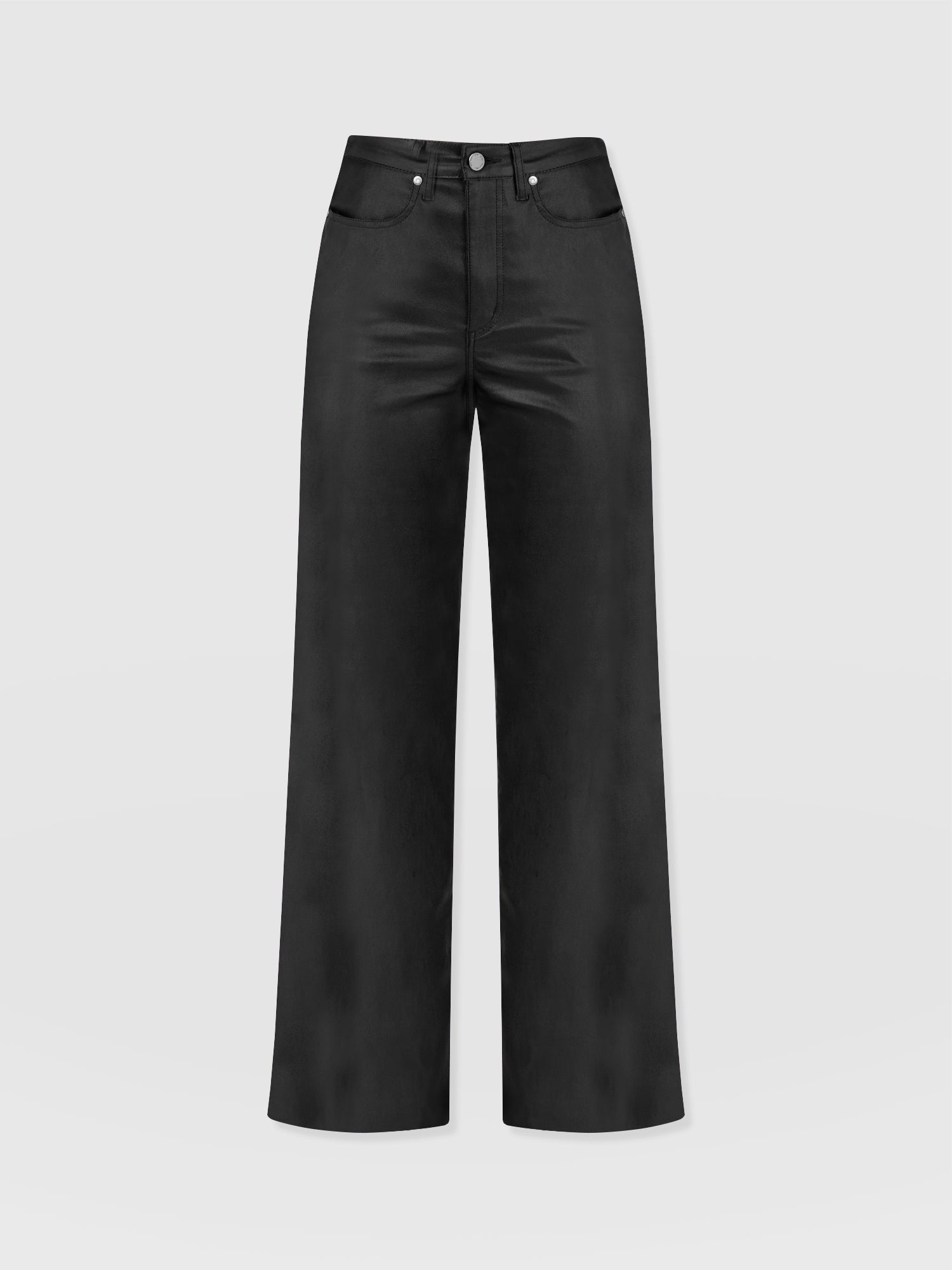 Maeve Wide Leg Pant - Black Coated - Women's Trousers | Saint + Sofia® US