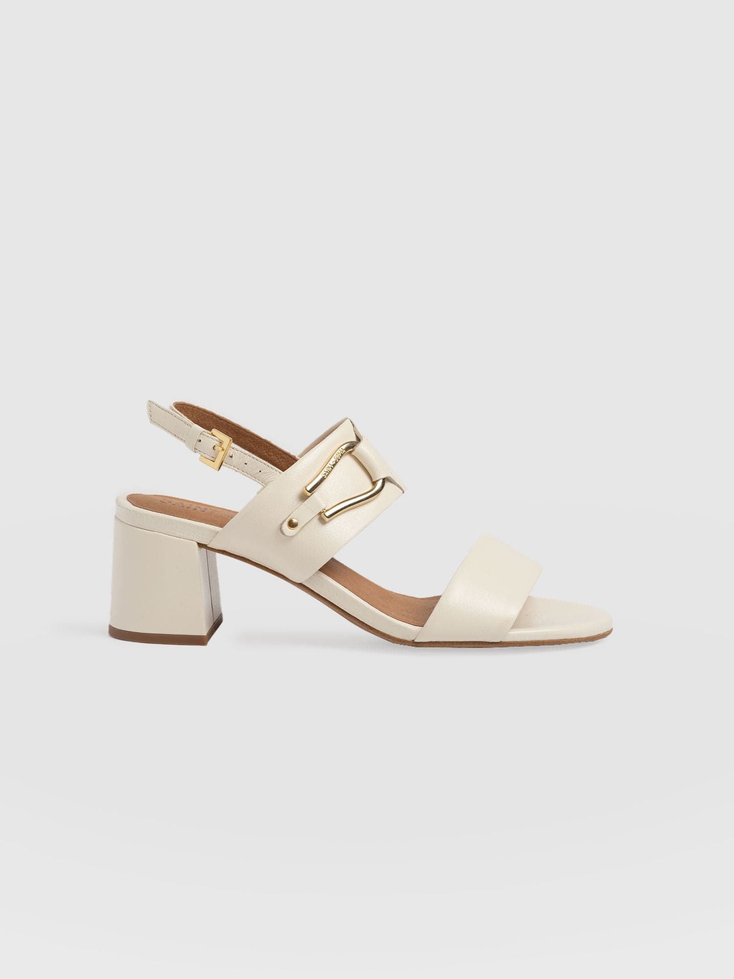 Maida Block Heeled Mules Cream