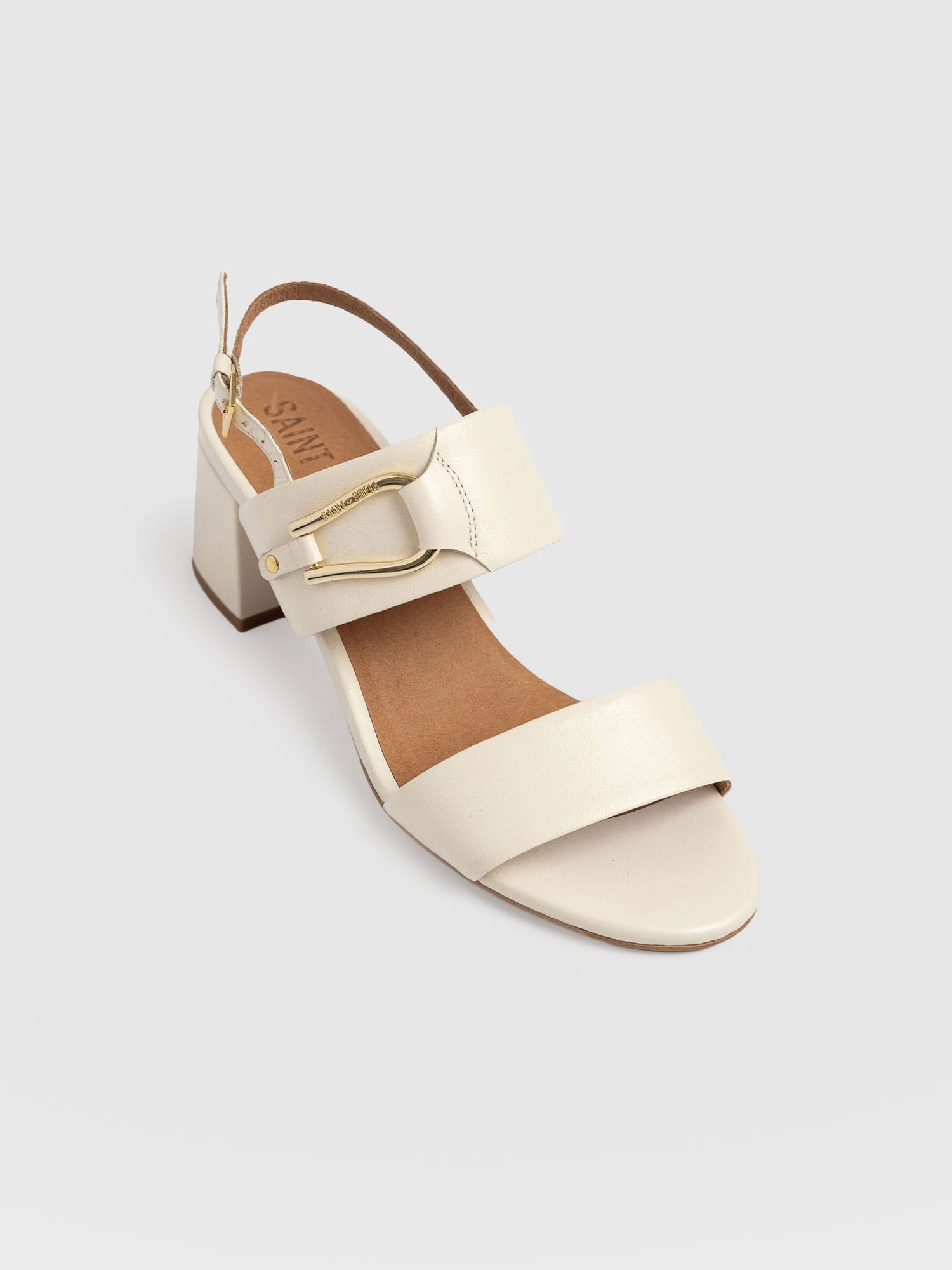 Maida Block Heeled Mules - Cream - Women's Shoes | Saint + Sofia® USA
