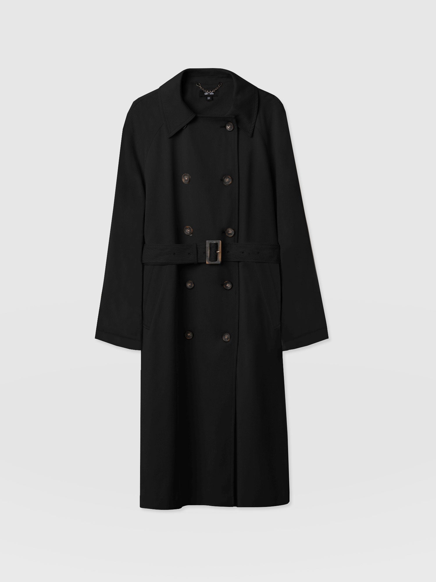 Marion Double Breasted Trench Black - Women's Overcoats | Saint + Sofia® USA