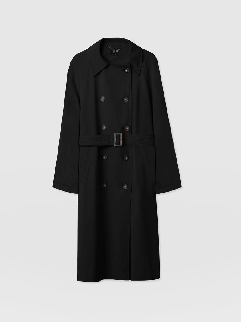 Marion Double Breasted Trench Black - Women's Overcoats | Saint + Sofia® USA
