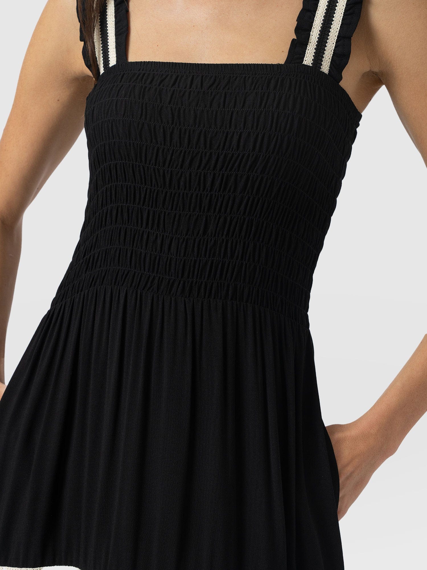 Maya Shirring Dress - Black - Women's Dresses | Saint and Sofia® USA