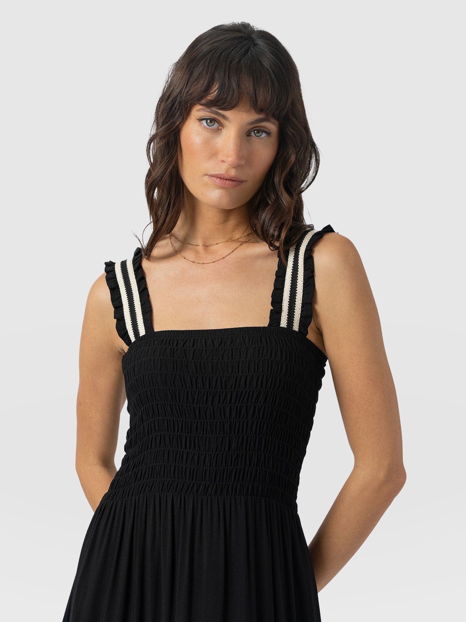 Maya Shirring Dress - Black - Women's Dresses | Saint and Sofia® USA