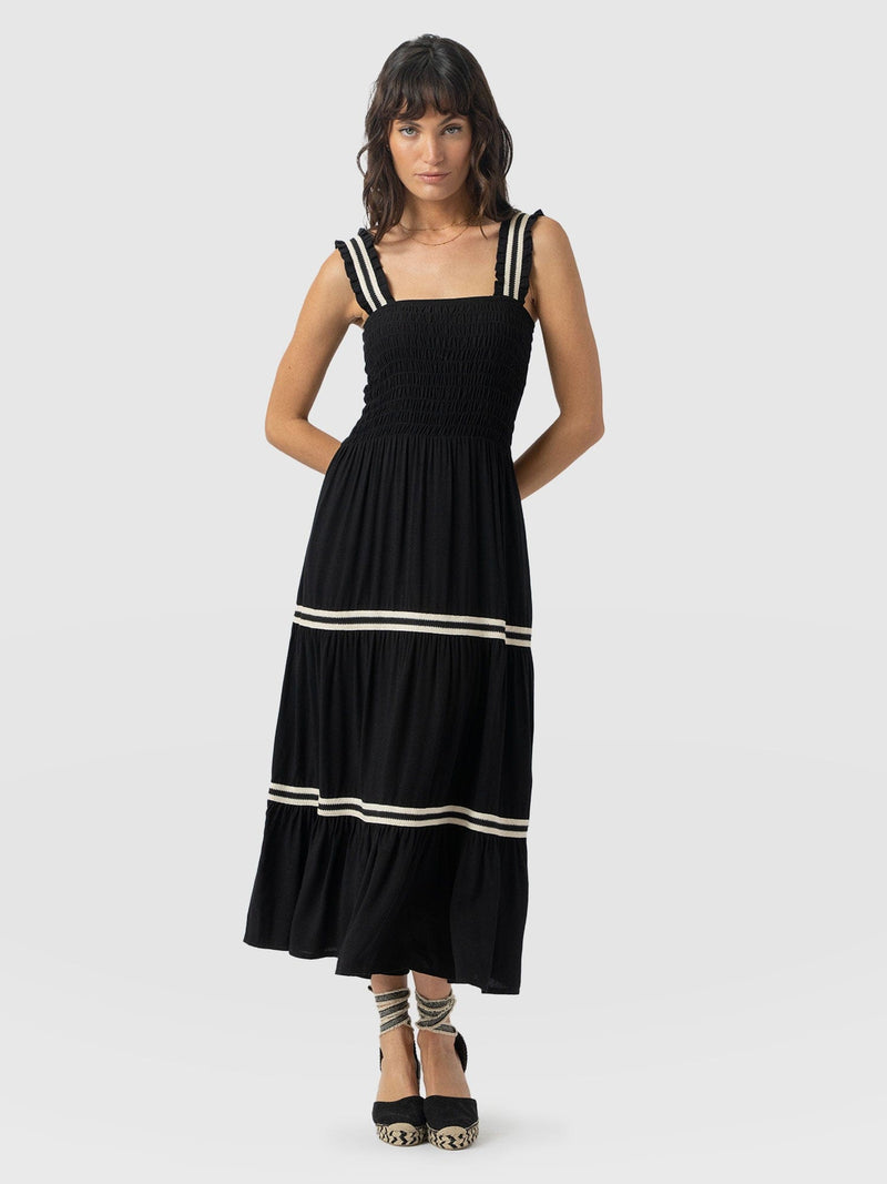 Maya Shirring Dress - Black - Women's Dresses | Saint and Sofia® USA