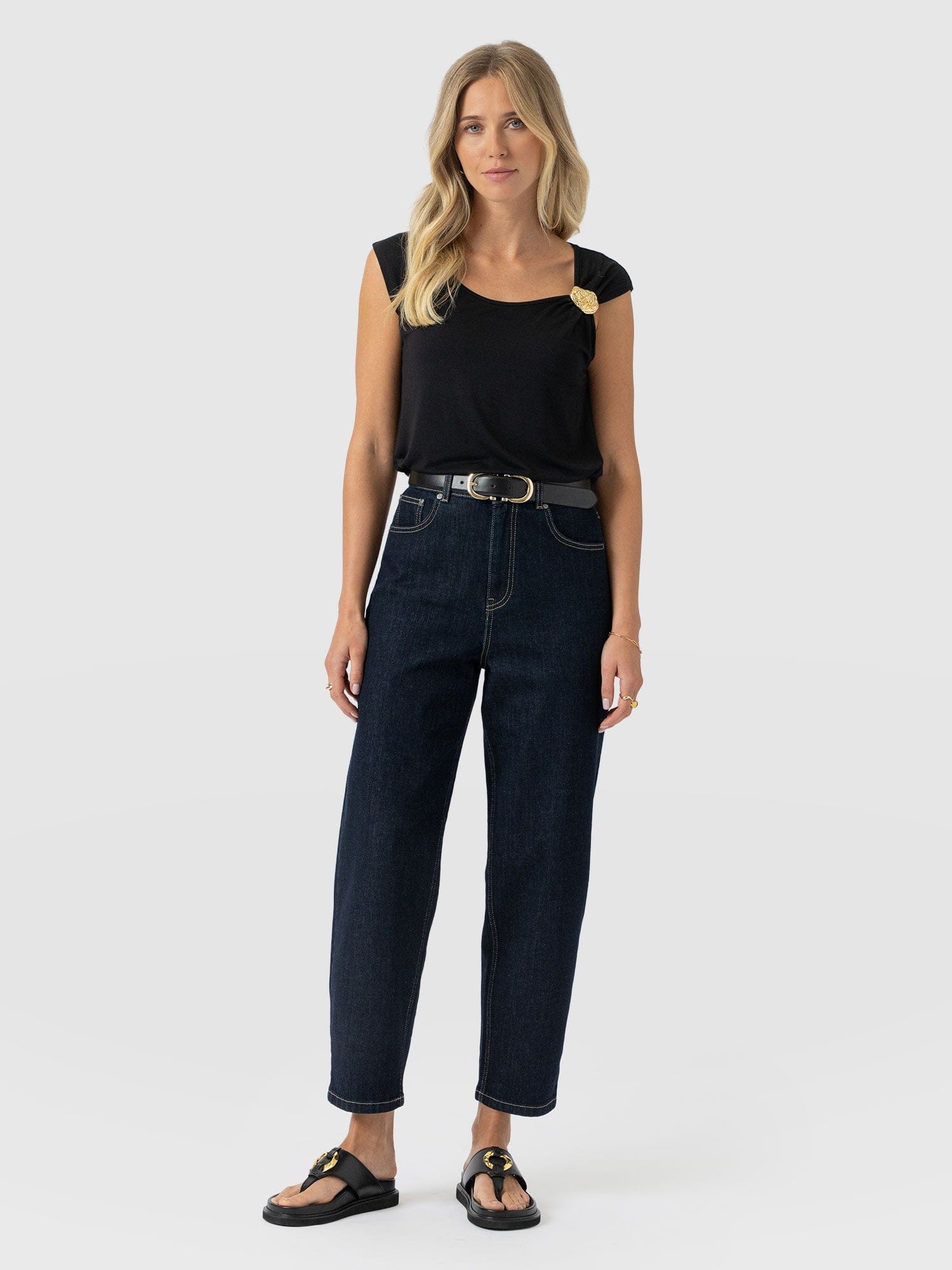 Mia Asymmetric Tee - Black - Women's T-shirts | Saint + Sofia® USA