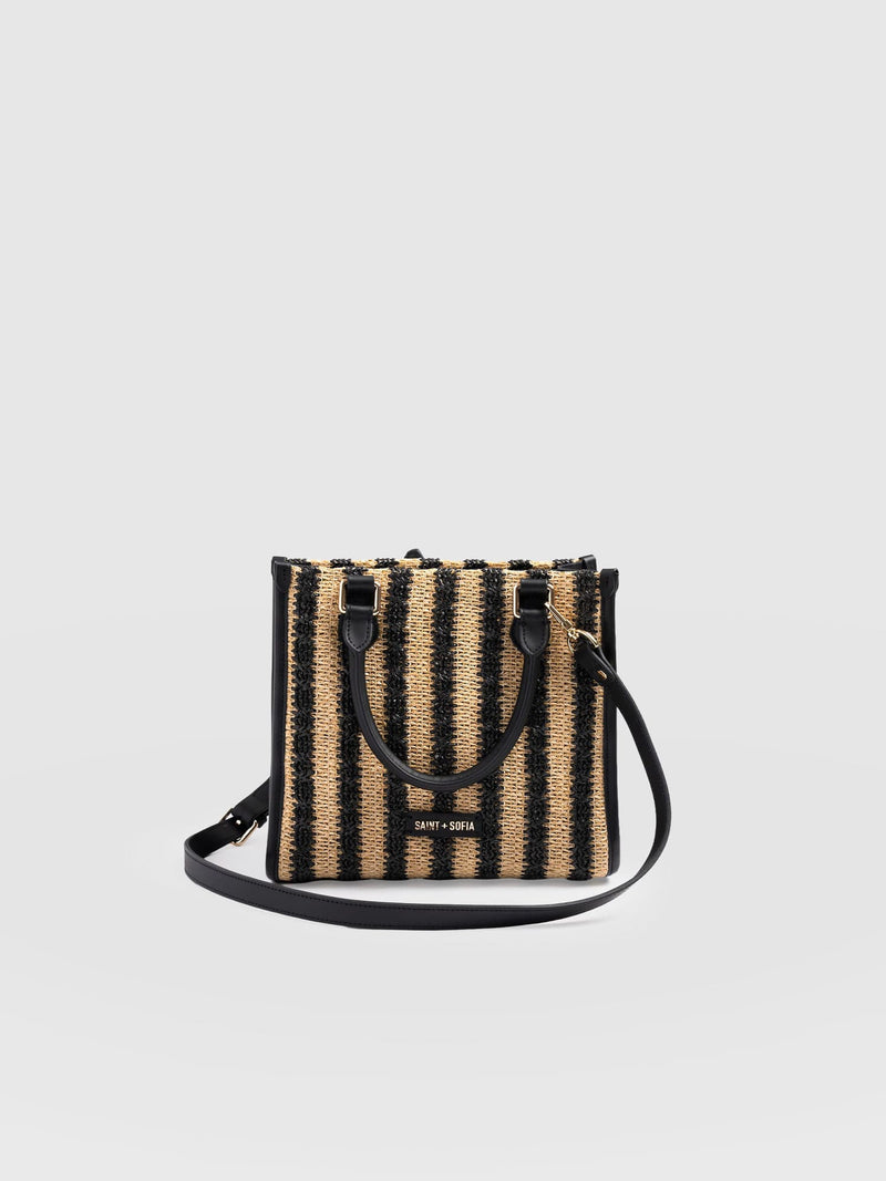 Mia Mini Tote Bag - Black Raffia - Women's Handbags | Saint + Sofia® USA