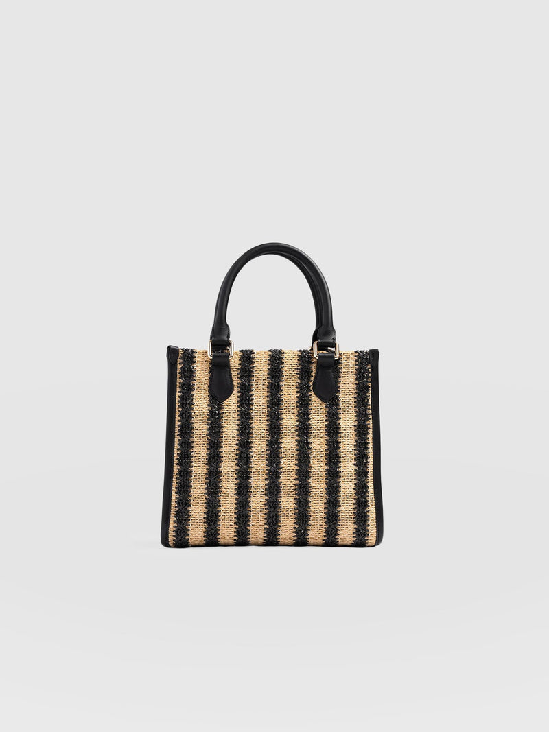 Mia Mini Tote Bag - Black Raffia - Women's Handbags | Saint + Sofia® USA