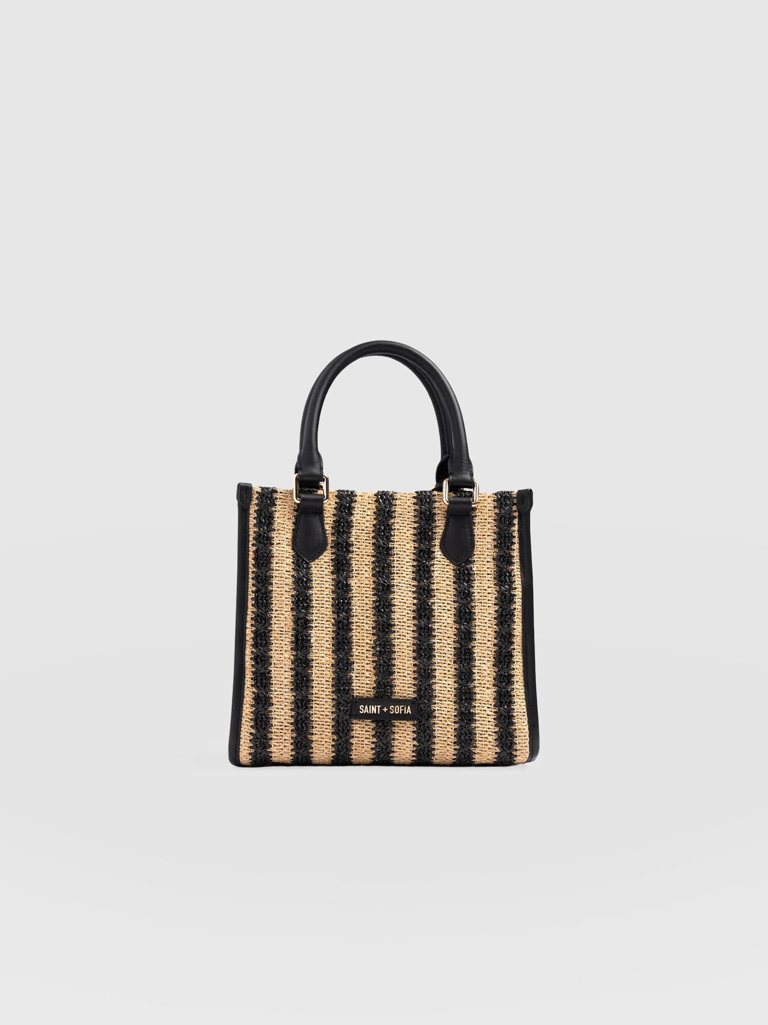 Mia Mini Tote Bag - Black Raffia - Women's Handbags | Saint + Sofia® USA