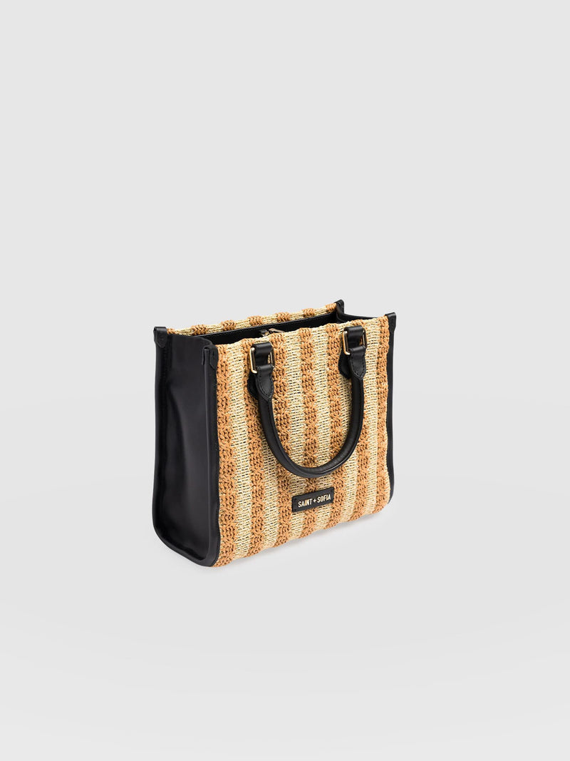 Mia Mini Tote Bag - Orange Raffia - Women's Handbags | Saint + Sofia® USA