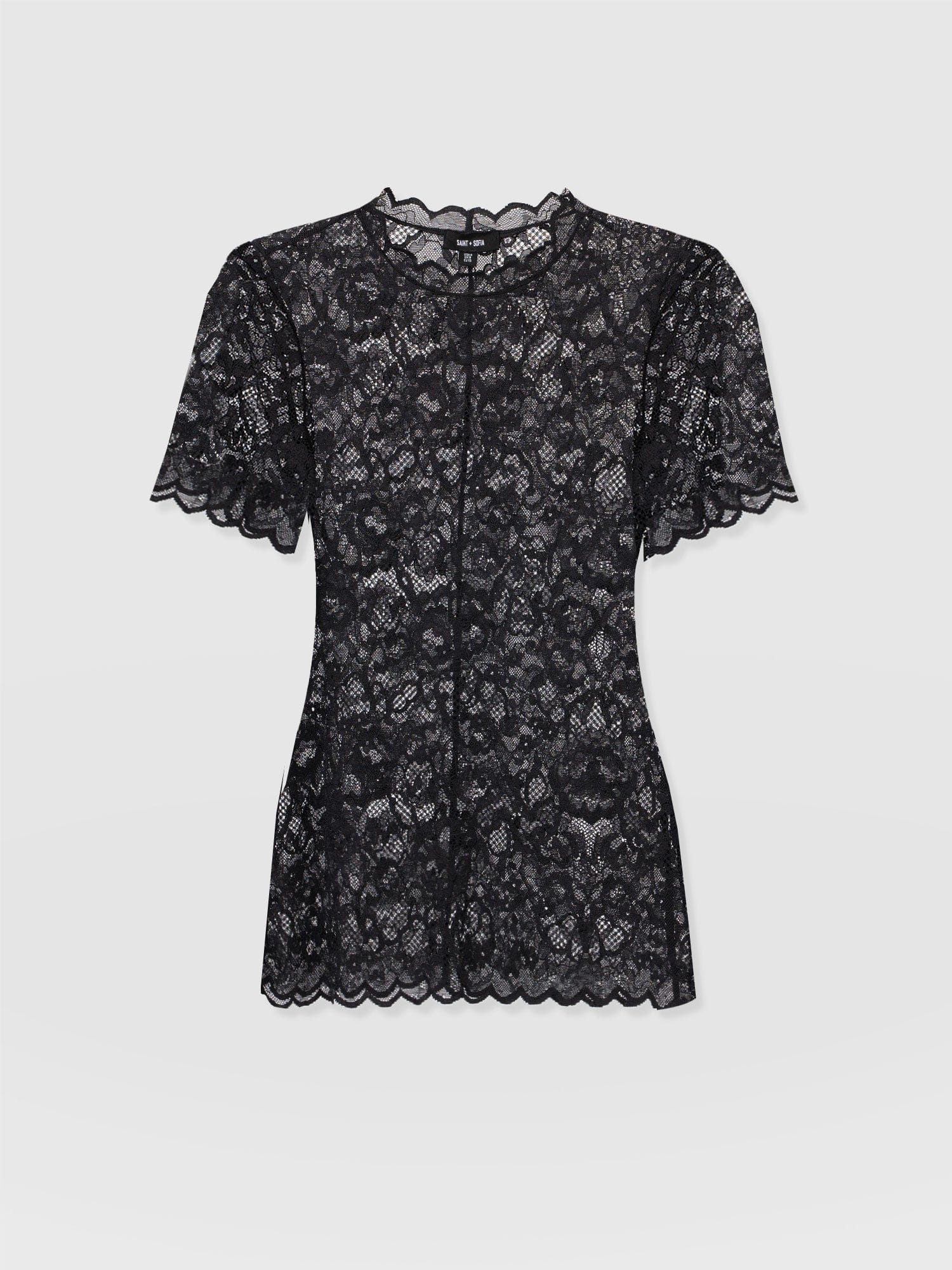 Miranda Lace Short Sleeve Tee Black - Women's T-shirts | Saint + Sofia® USA