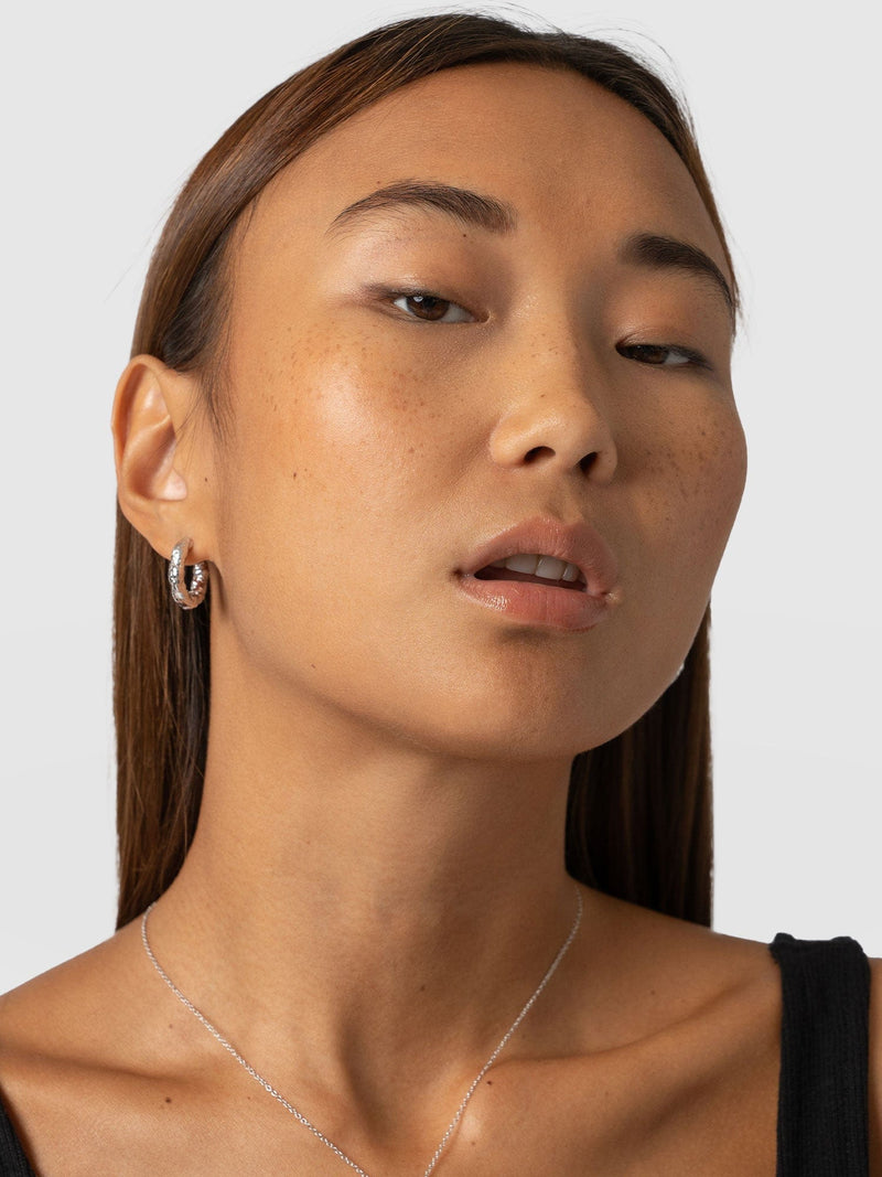 Molten Hoop Earrings Silver - Women's Jewellery | Saint + Sofia® UK