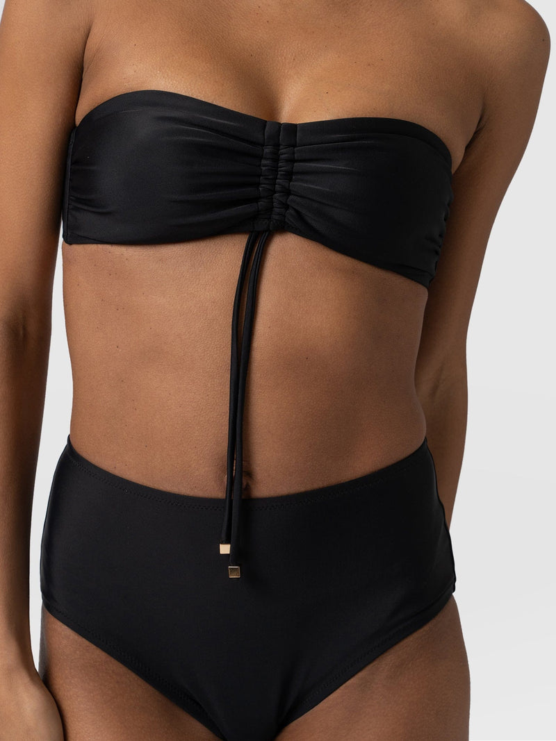 Nova High Waisted Bikini Bottom Black - Women's Swimwear | Saint + Sofia® USA