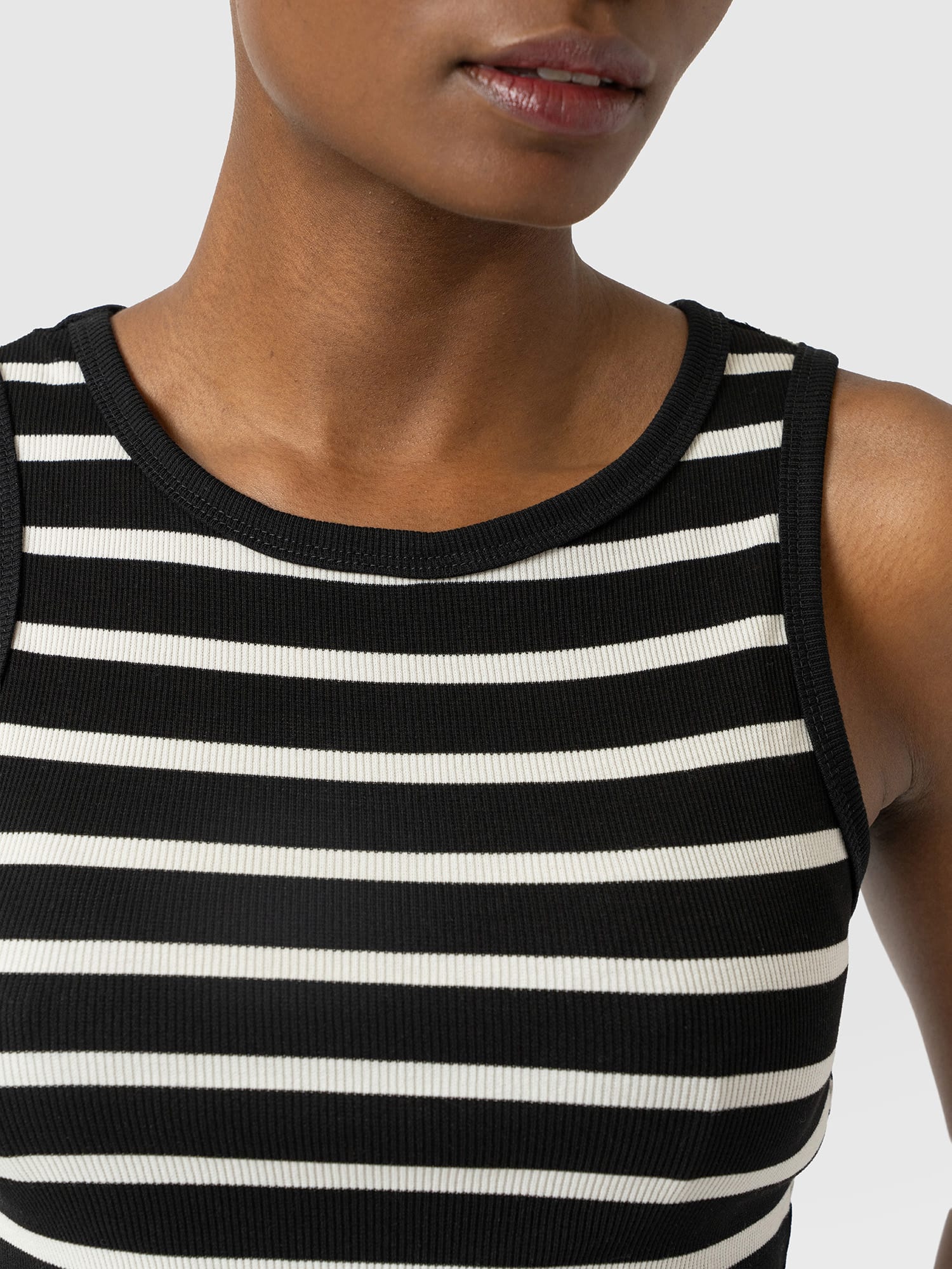 Nova Racer Vest - Black & White Stripe - Women's T-shirts | Saint and Sofia® USA
