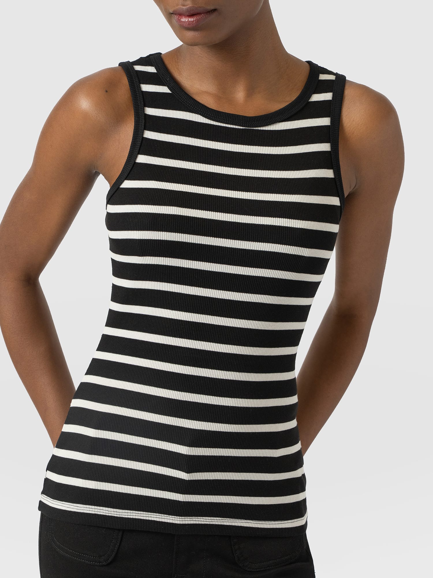 Nova Racer Vest - Black & White Stripe - Women's T-shirts | Saint and Sofia® USA