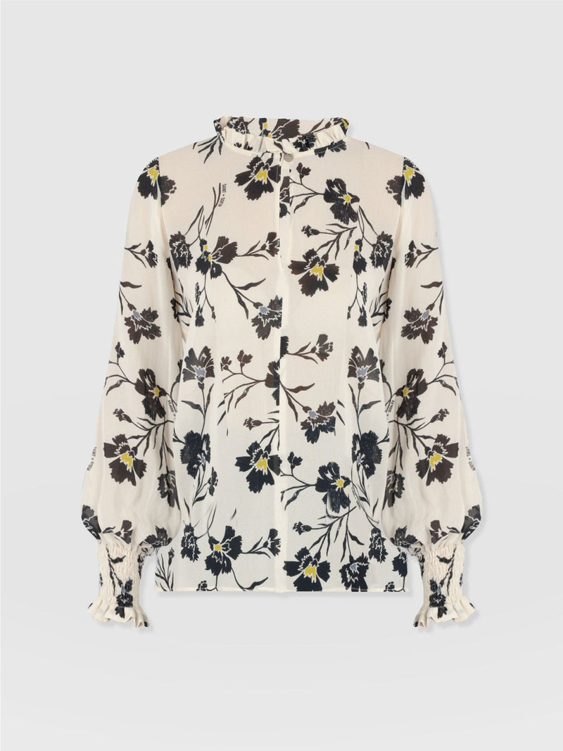 Olivia Blouse - White Spring Floral - Women's Blouses | Saint + Sofia® USA