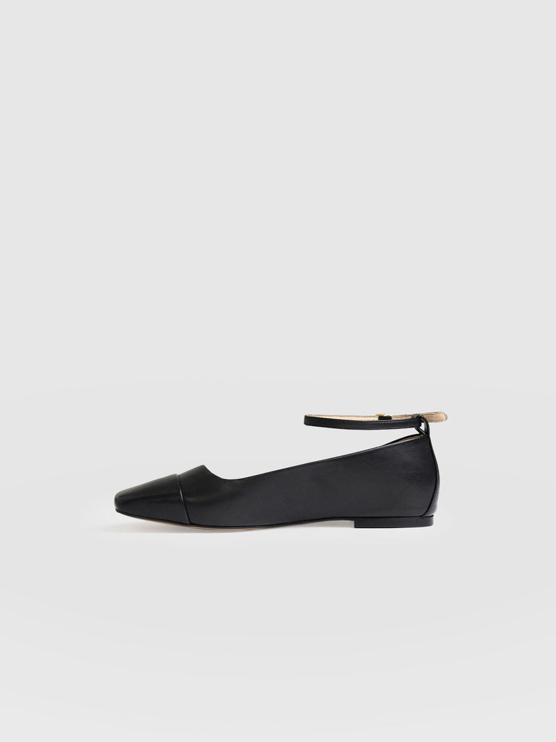 Ophelia Leather Ballerinas Black - Women's Shoes | Saint + Sofia® USA