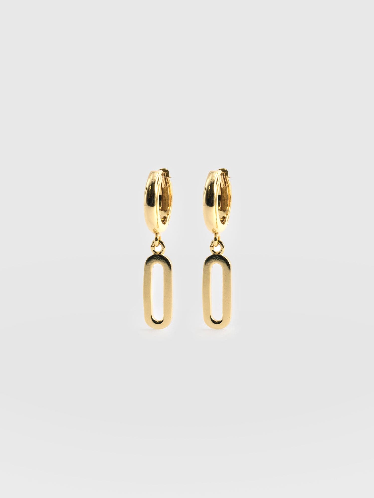 Oval Charm Drop Huggie Earrings - Gold