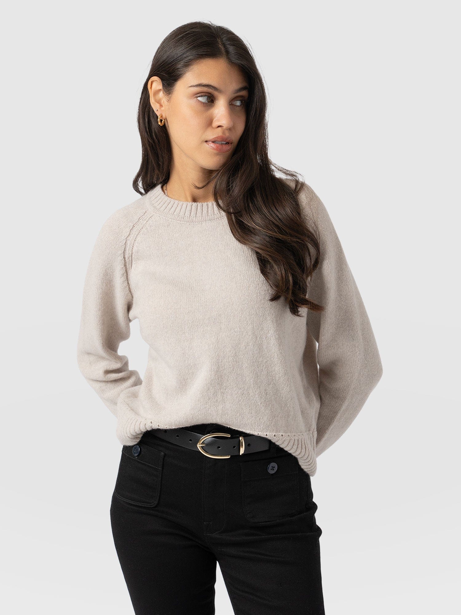 Oxford Cashmere Jumper - Cream - Women's Sweaters | Saint + Sofia® USA
