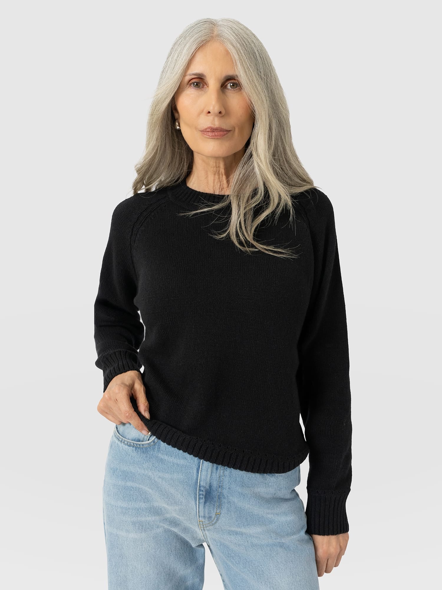 Oxford Cashmere Sweater - Black - Women's Sweaters | Saint and Sofia® USA