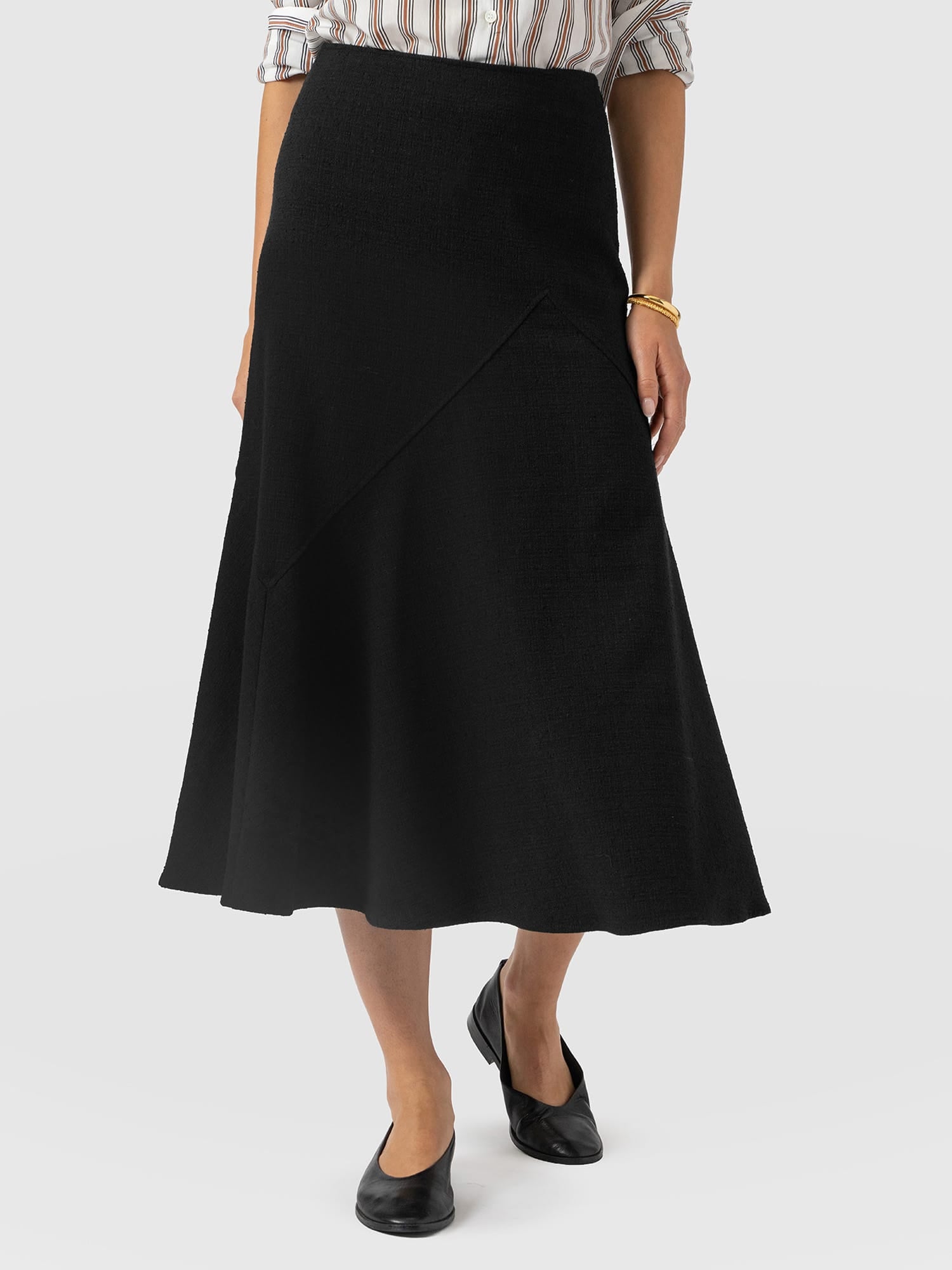 Piper Panelled Skirt - Black Boucle - Women's Skirts | Saint and Sofia® USA