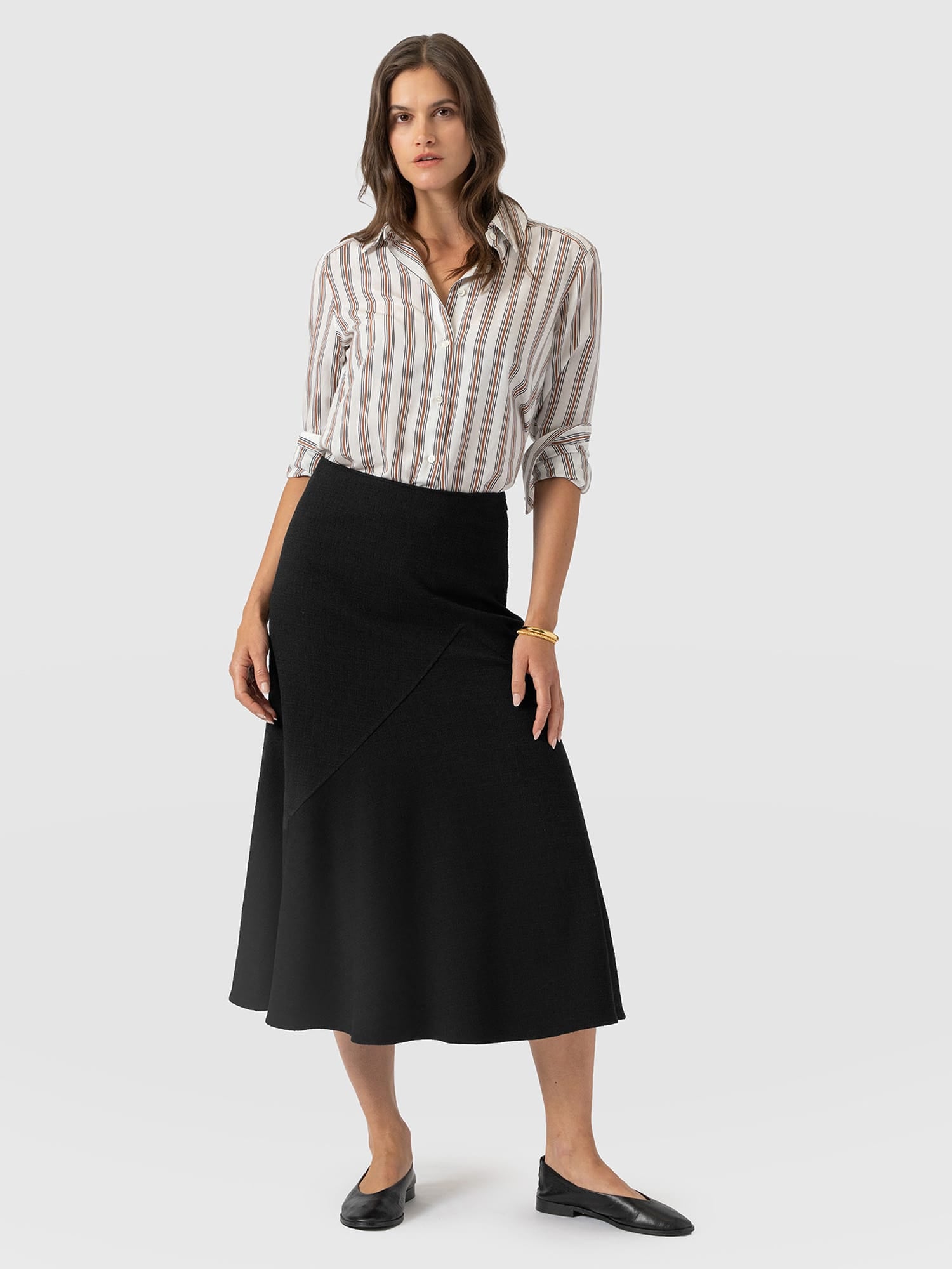 Piper Panelled Skirt - Black Boucle - Women's Skirts | Saint and Sofia® USA