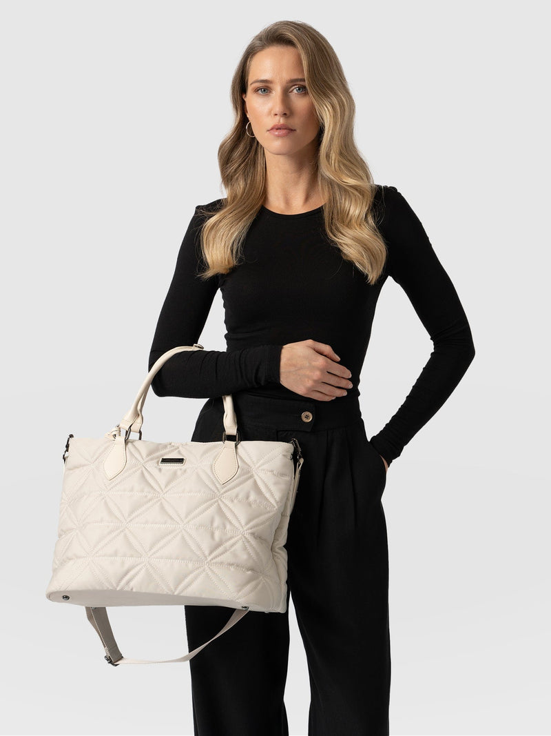 Quilted Selene Shopper Bag Cream - Women's Bags | Saint + Sofia® USA