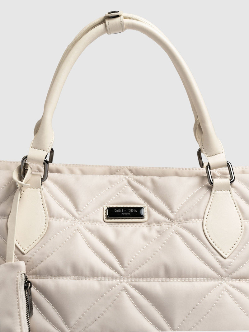 Quilted Selene Shopper Bag Cream - Women's Bags | Saint + Sofia® USA