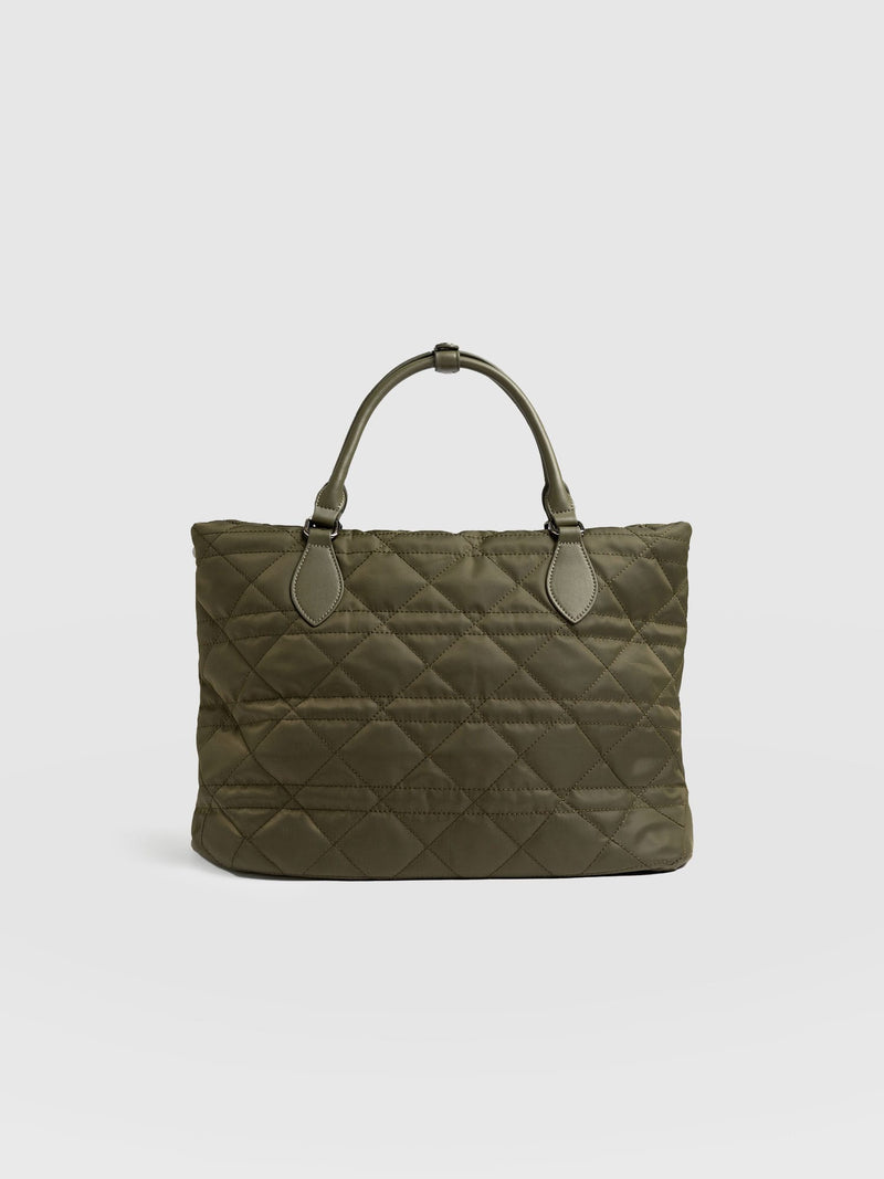Quilted Selene Shopper Bag Khaki - Women's Bags | Saint + Sofia® US