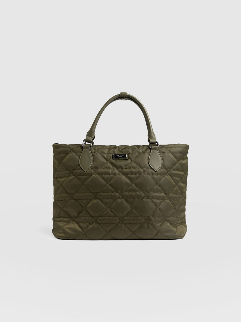 Quilted Selene Shopper Bag Khaki - Women's Bags | Saint + Sofia® US
