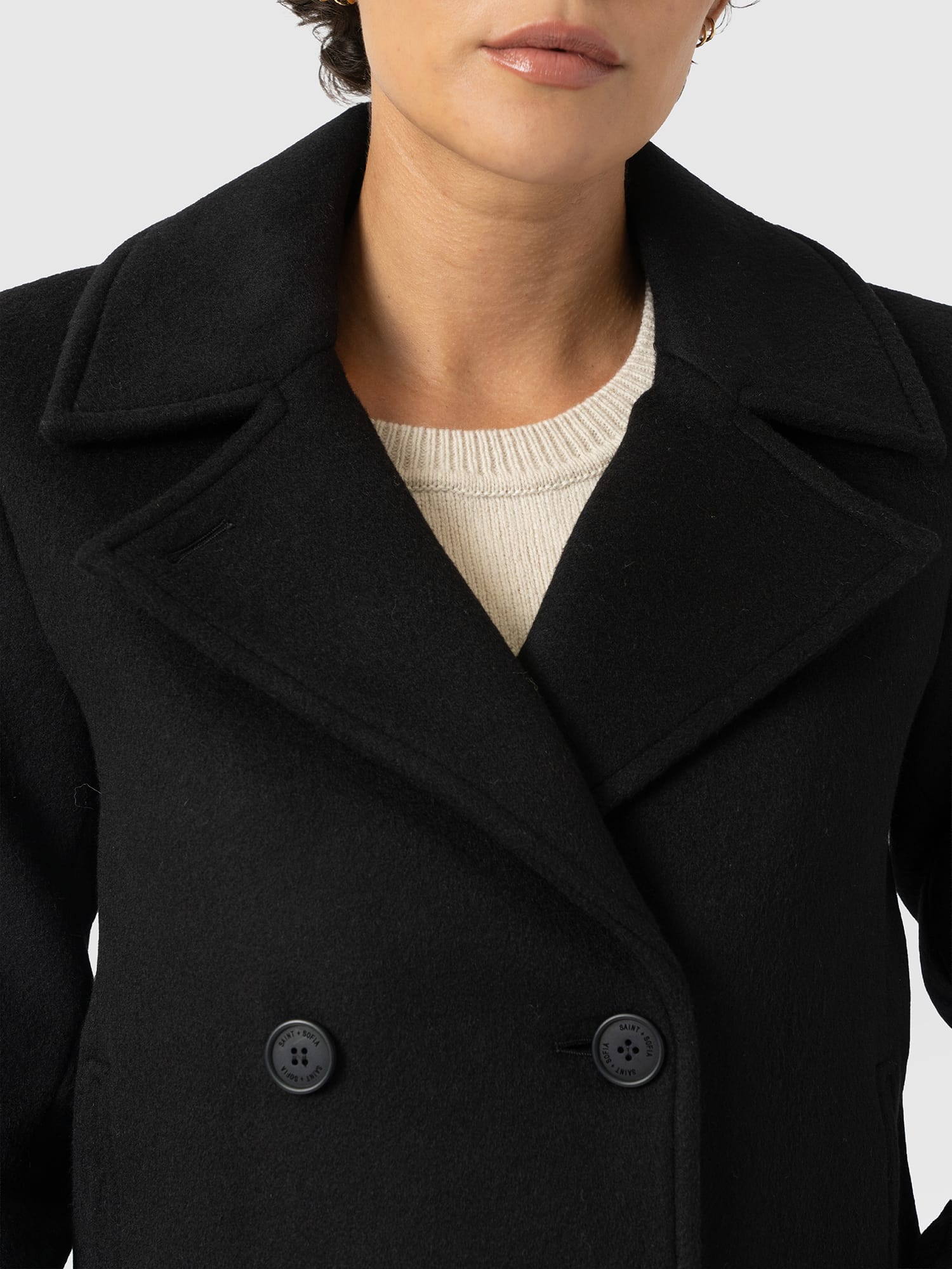 Quinn Pea Coat Black - Women's Coats | Saint and Sofia® USA