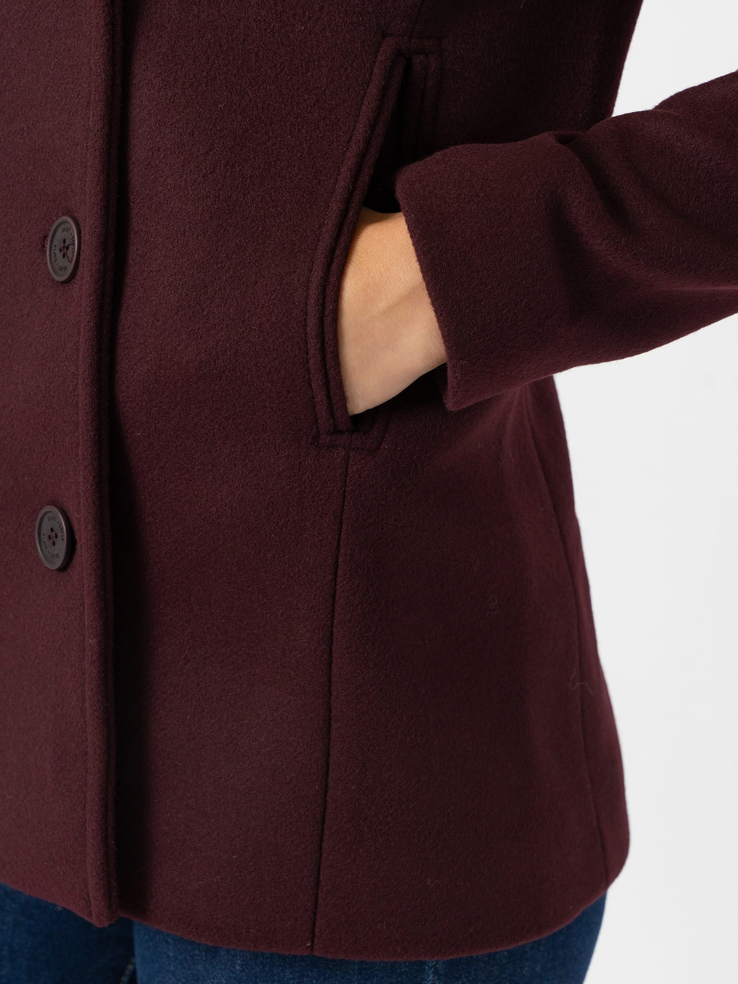 Quinn Pea Coat - Maroon - Women's Outerwears | Saint and Sofia® USA