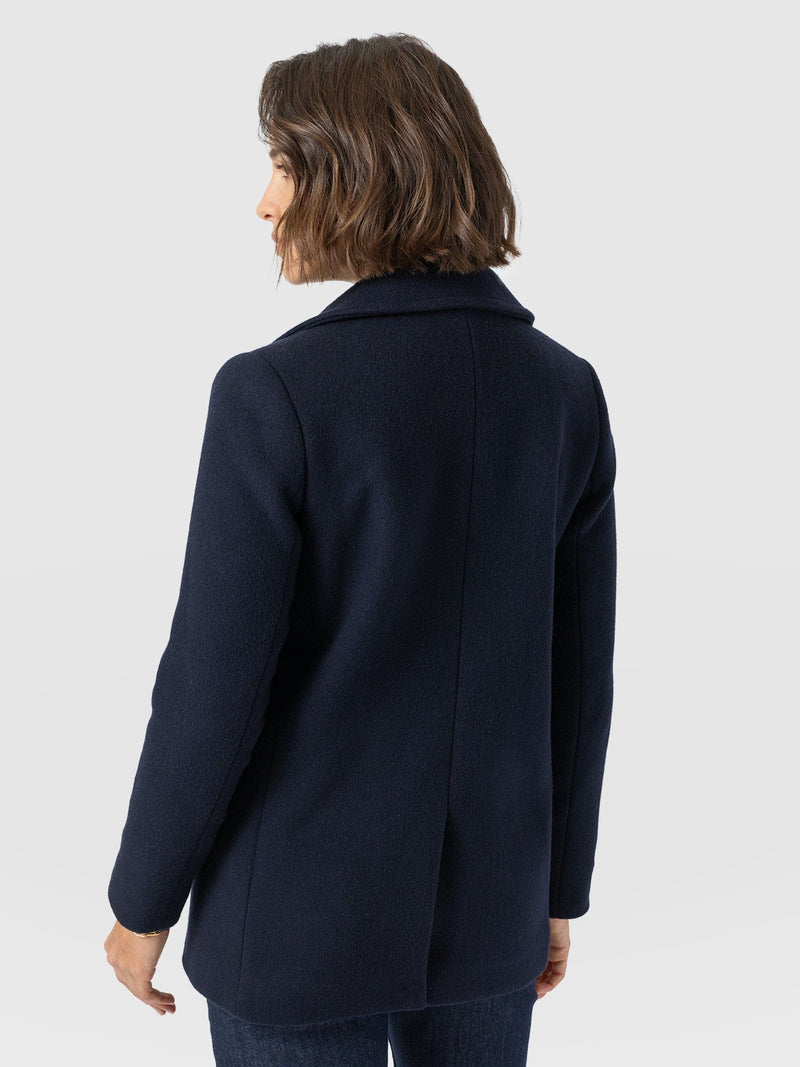 Quinn Pea Coat - Navy - Women's Outerwears | Saint and Sofia® USA