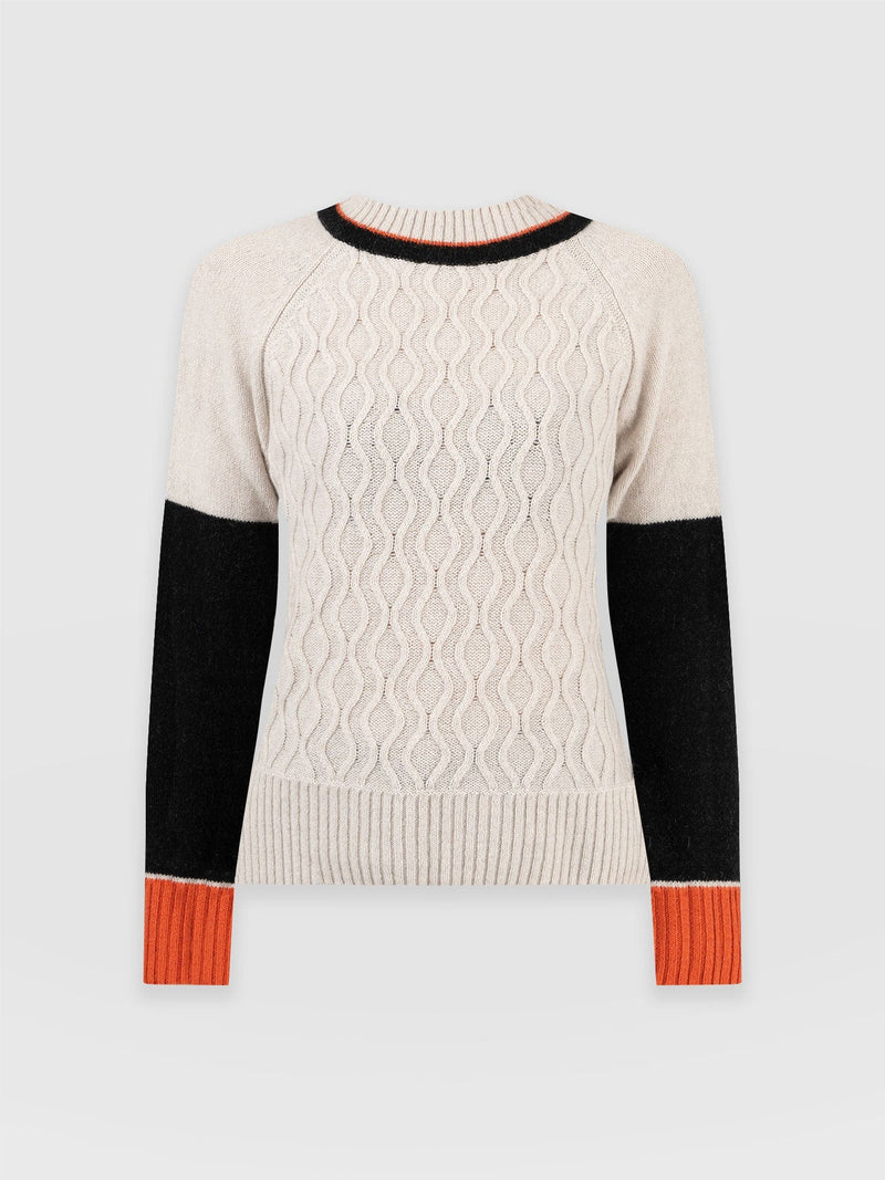 Rayner Cashmere Sweater Black/Beige/Orange - Women's Sweaters | Saint + Sofia® USA
