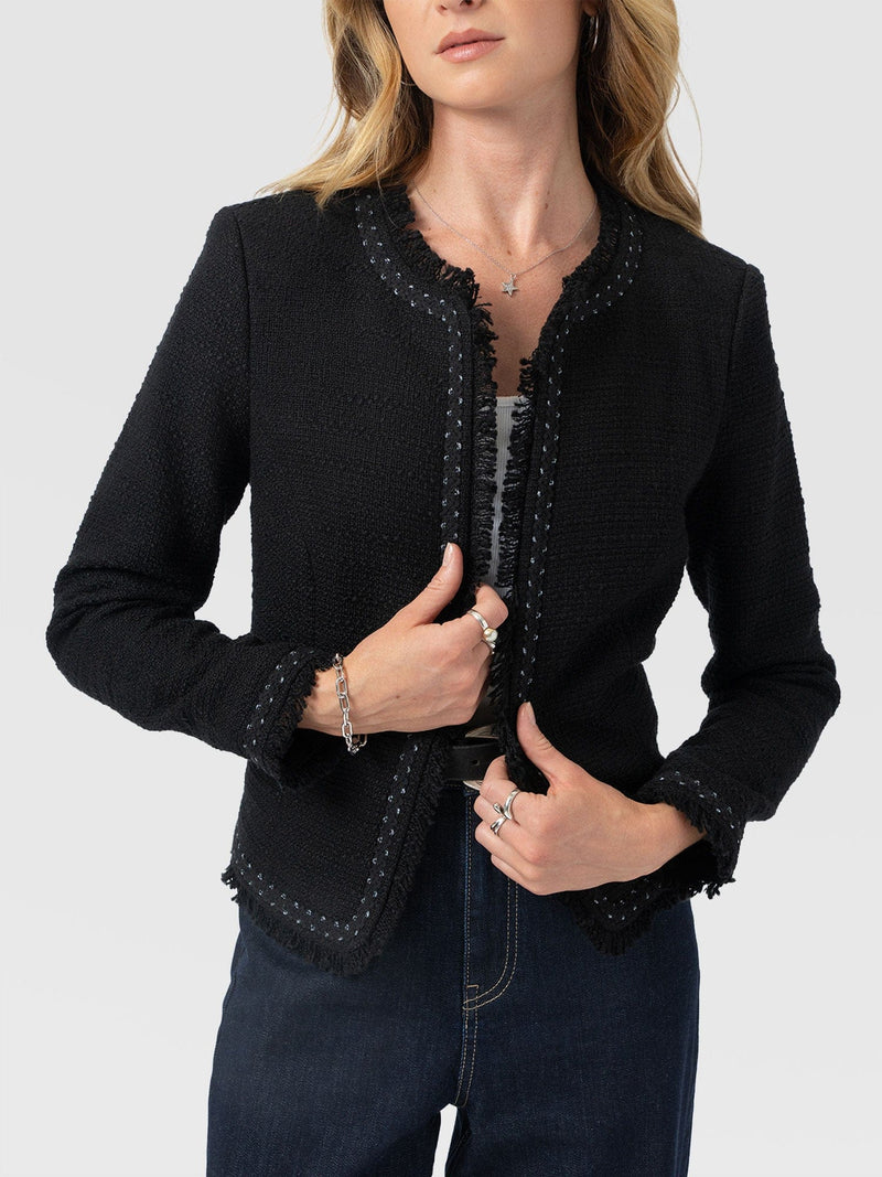 Rayner Jacket Black Bouclé - Women's Jackets | Saint + Sofia® US
