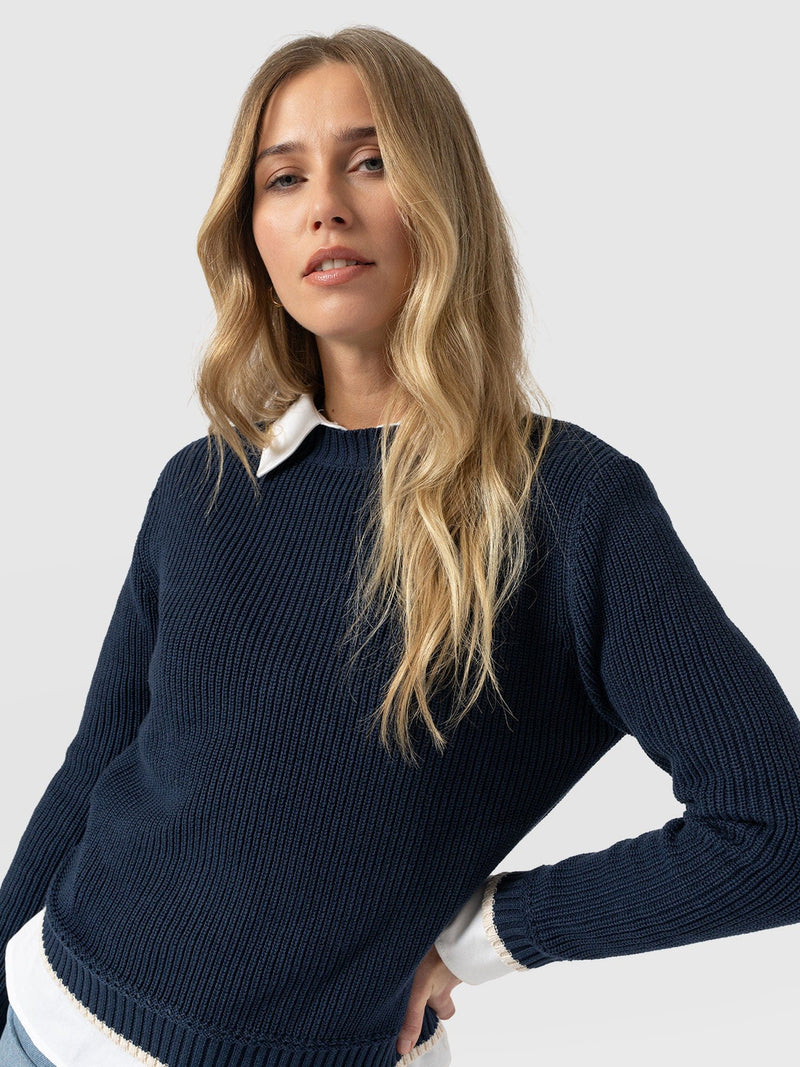 Remy Crop Sweater Navy - Women's Sweaters | Saint + Sofia® US