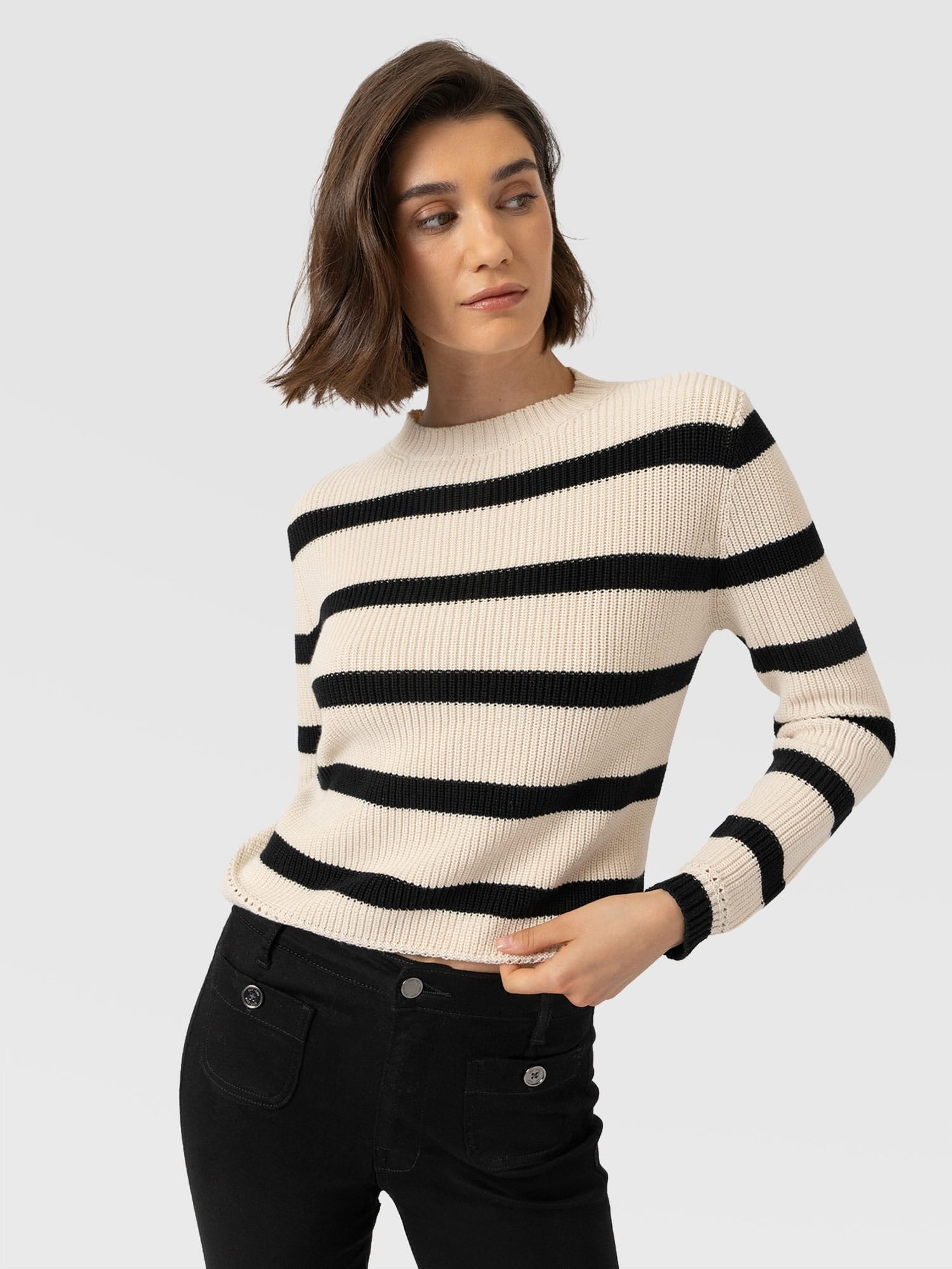 Remy Crop Sweater Stripe - Women's Sweaters | Saint and Sofia® USA