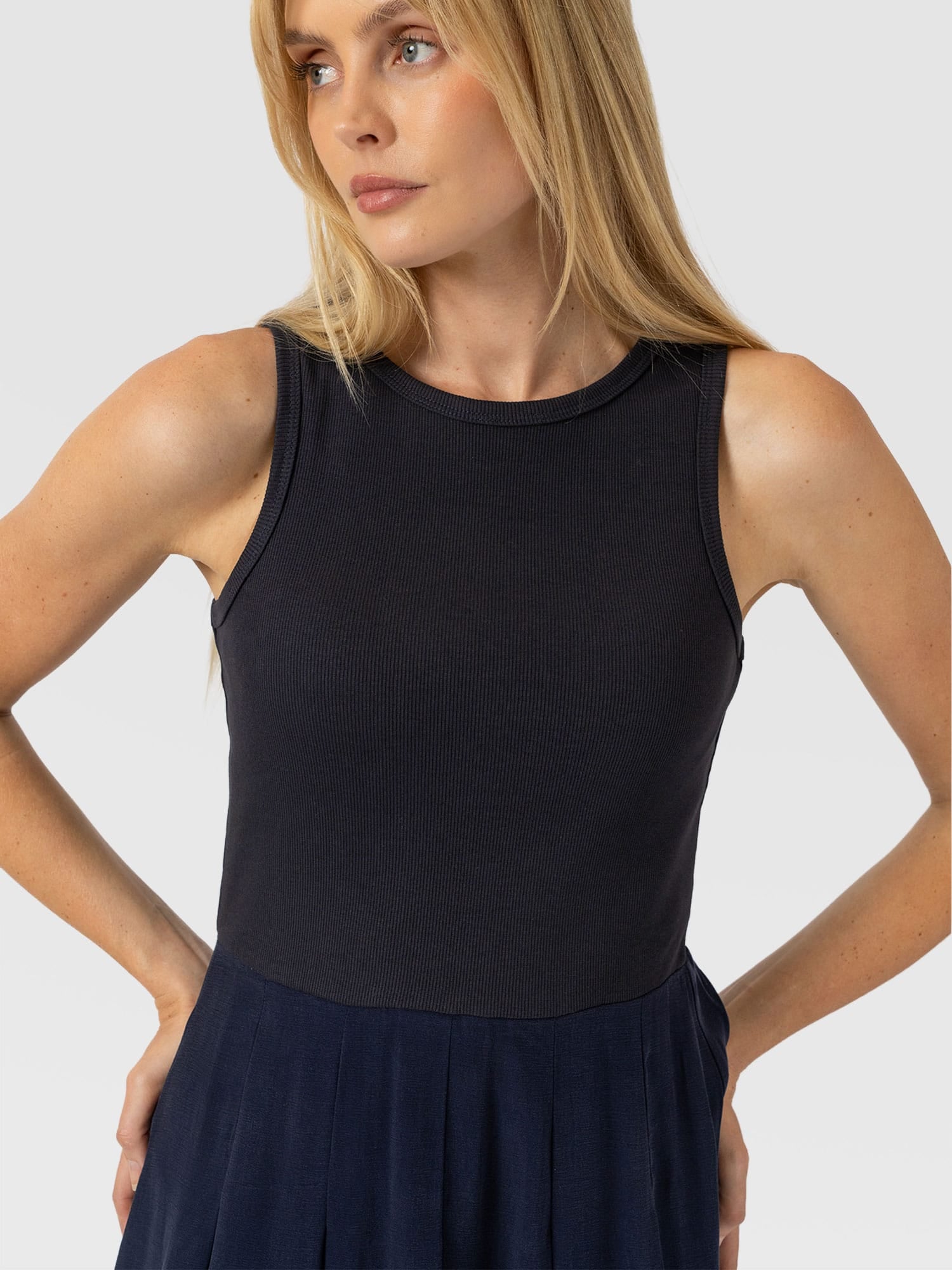 Renee Contrast Dress Navy - Women's Dresses | Saint and Sofia® USA