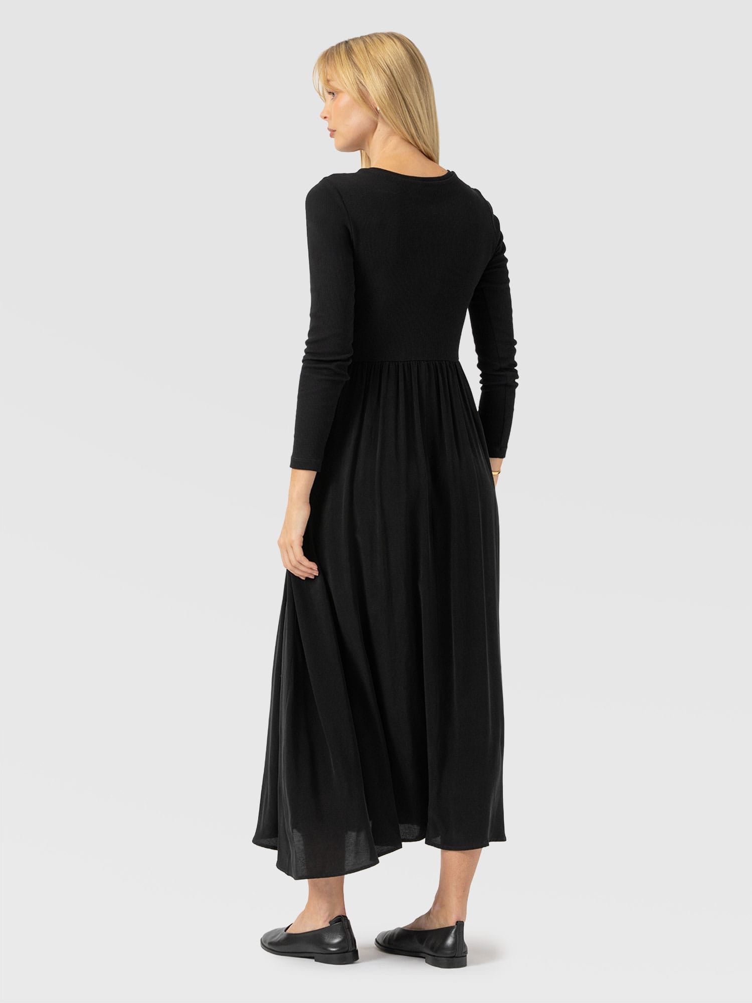 Renee Contrast Long Sleeve Dress - Black - Women's Dresses | Saint and Sofia® USA