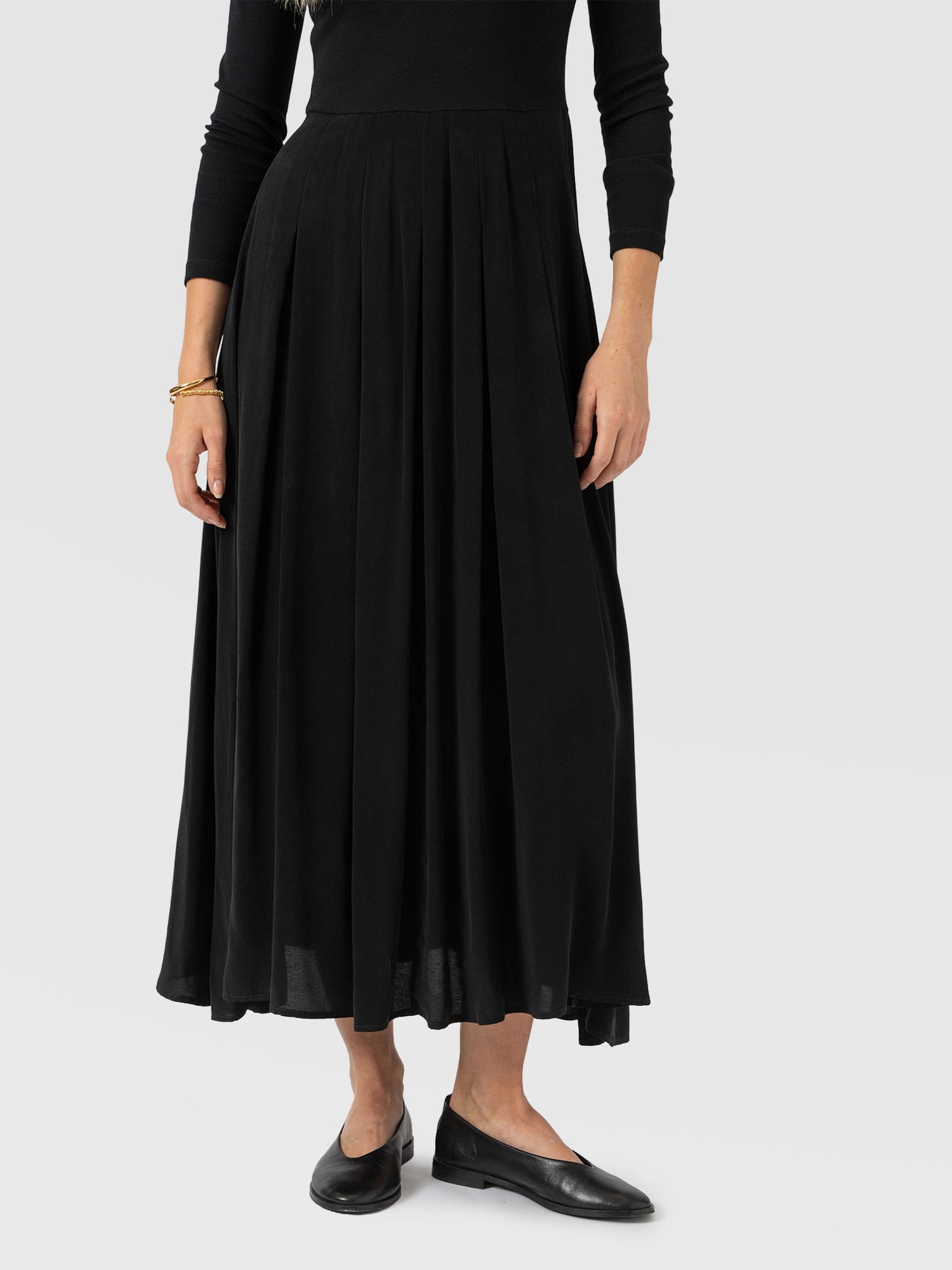 Renee Contrast Long Sleeve Dress - Black - Women's Dresses | Saint and Sofia® USA