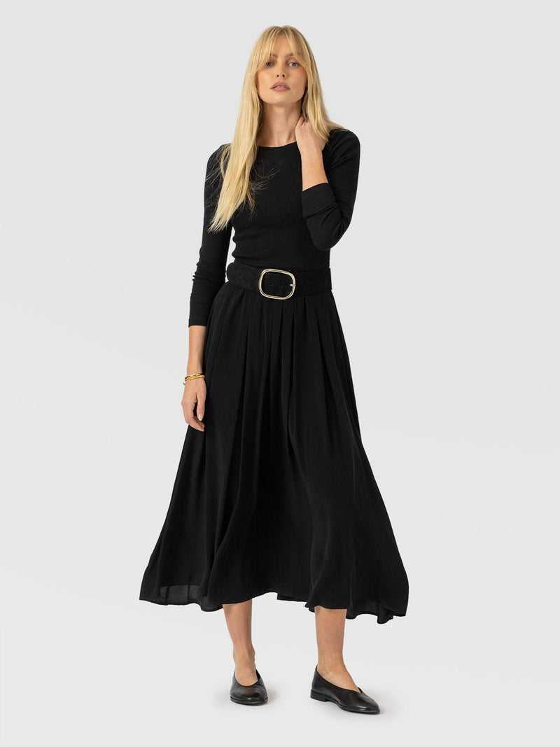 Renee Contrast Long Sleeve Dress - Black - Women's Dresses | Saint and Sofia® USA