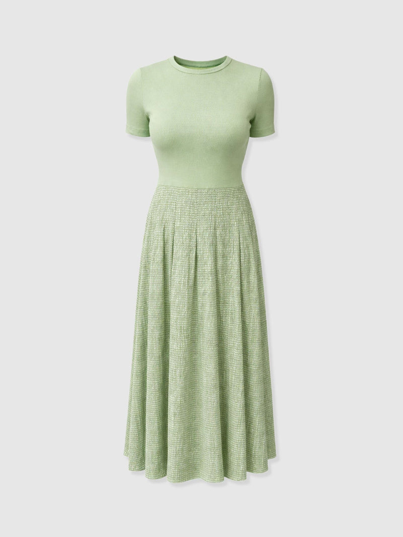 Renee Contrast Short Sleeve Dress - Mint Gingham - Women's Dresses | Saint + Sofia® USA