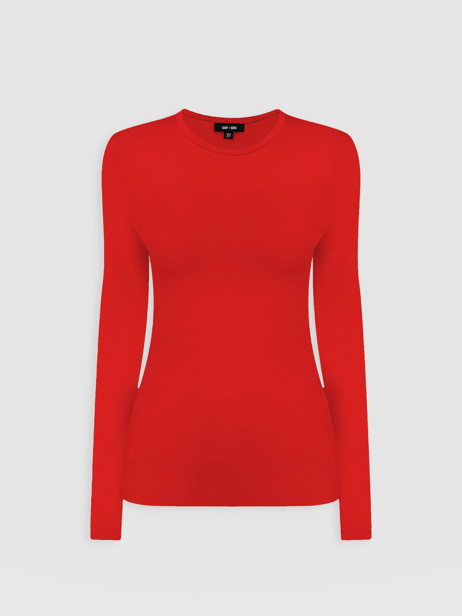 Ribbed Long Sleeve Tee - Red - Women's T-shirts | Saint and Sofia® USA