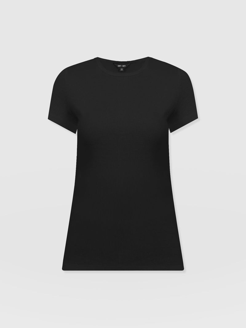 Ribbed Short Sleeve Tee - Black - Women's T-shirts | Saint + Sofia? USA