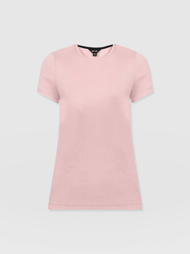 Ribbed Short Sleeve Tee - Pale Pink - Women's T-shirts | Saint + Sofia? USA