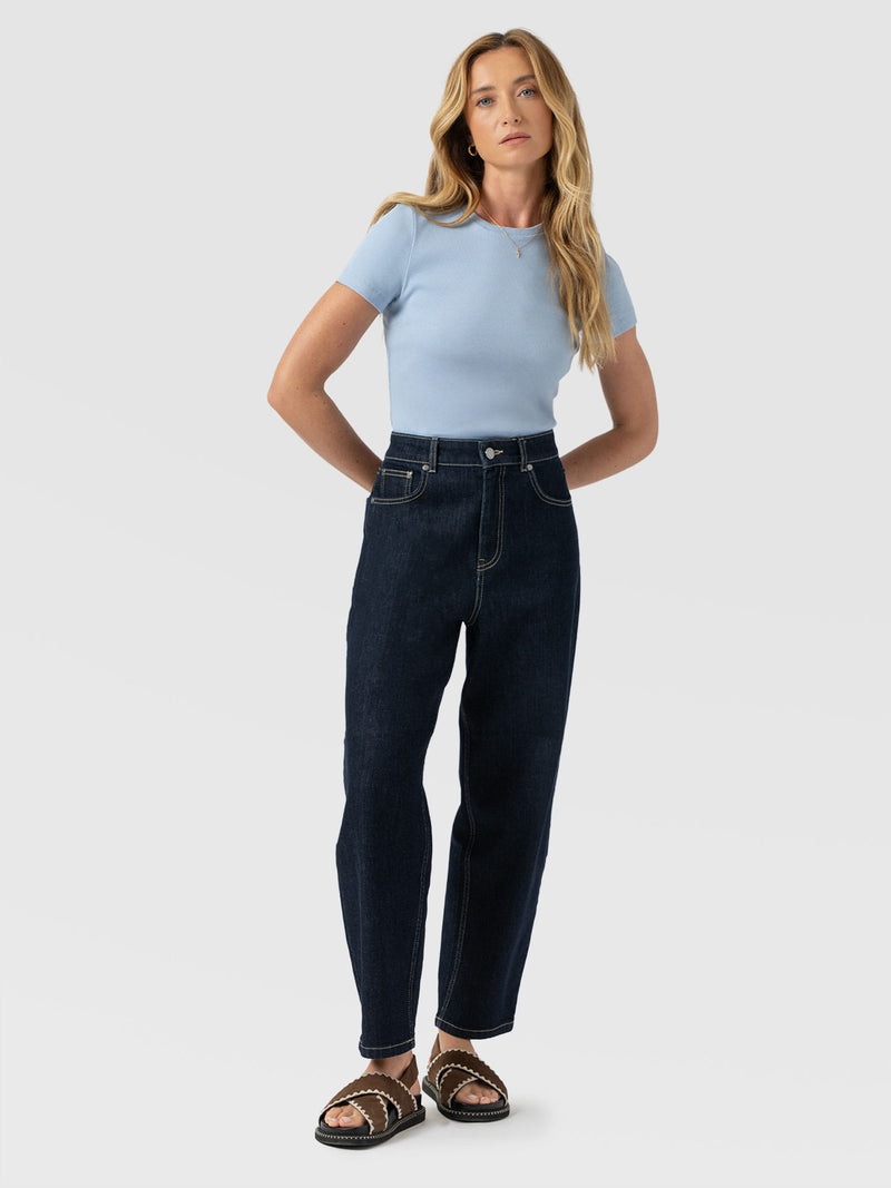 Ribbed Short Sleeve Tee - Powder Blue - Women's T-shirts | Saint + Sofia® USA