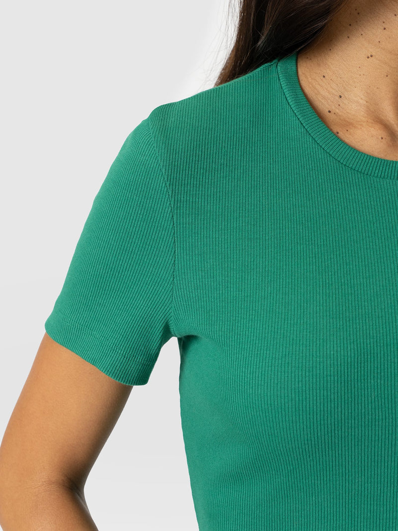 Ribbed Short Sleeve Tee - Sea Green - Women's T-shirts | Saint + Sofia® USA