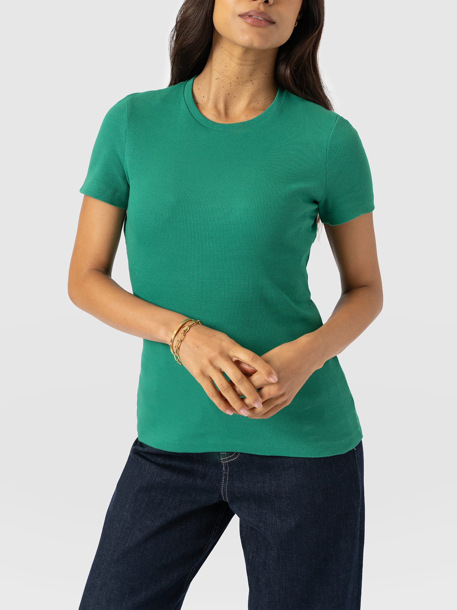 Ribbed Short Sleeve Tee - Sea Green - Women's T-shirts | Saint + Sofia® USA