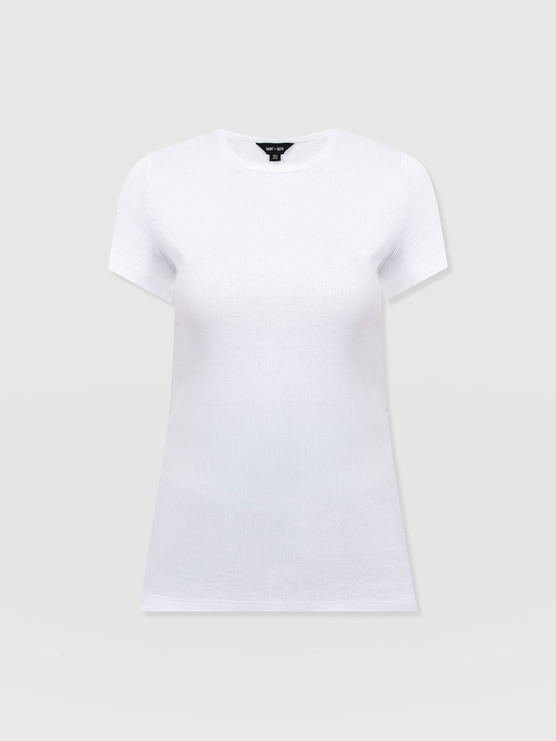 Ribbed Short Sleeve Tee - White - Women's T-shirts | Saint + Sofia? USA